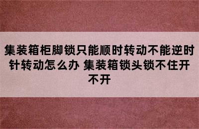 集装箱柜脚锁只能顺时转动不能逆时针转动怎么办 集装箱锁头锁不住开不开